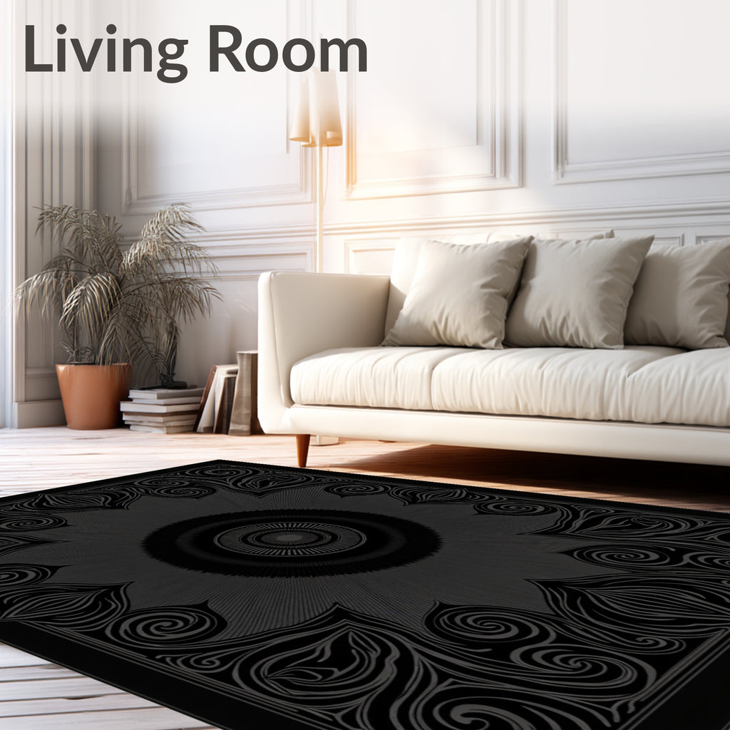 Dark Floral Scrollwork Centerpiece Rug