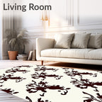 Dark Floral Scroll Pattern Rug