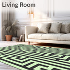 Light Green Dark Maze Pattern Rug