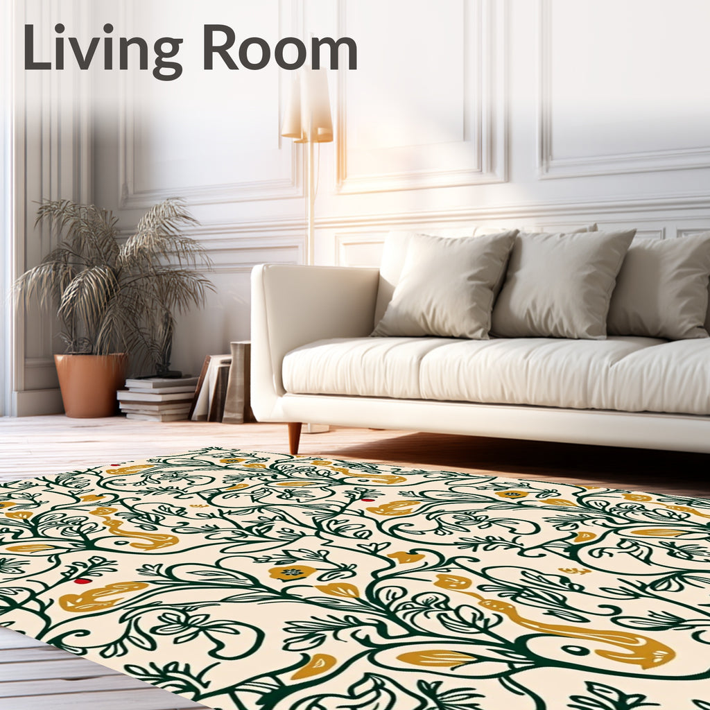 Emerald Ochre Vine Pattern Rug