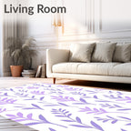 Purple Lavender Branches Pattern Rug