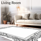 Art Nouveau Floral Swirl Frame Design Rug