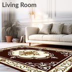 Ornate Floral Centerpiece With Border Rug