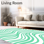 Serene Aqua Wavy Stripes Rug