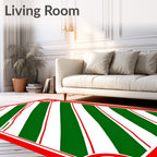 Holiday Red Green Striped Swirl Rug