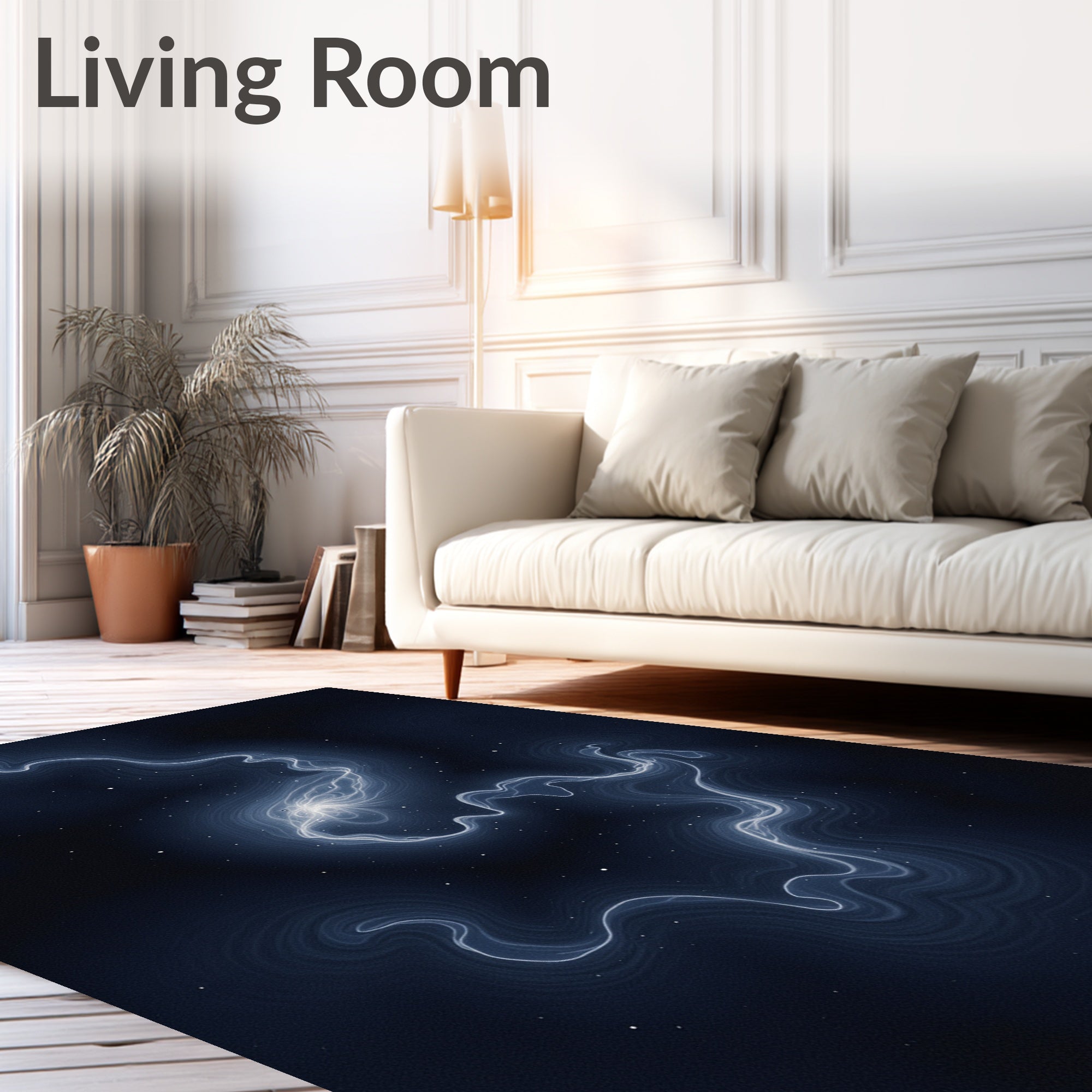 Nebulous Swirls And Stars Design Rug