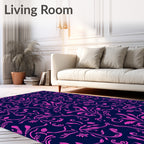 Vibrant Pink Floral Vine Pattern Rug