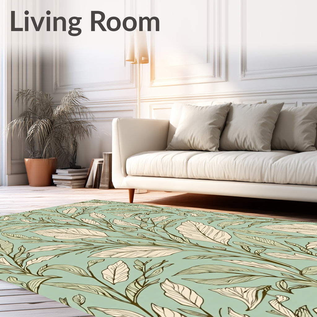 Botanical Scrollwork Illustrative Pattern Rug