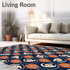 Orange White Swirl Modern Geometric Pattern Rug