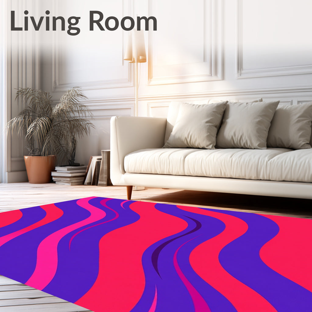 Crimson Pink Flowing Waves Rug