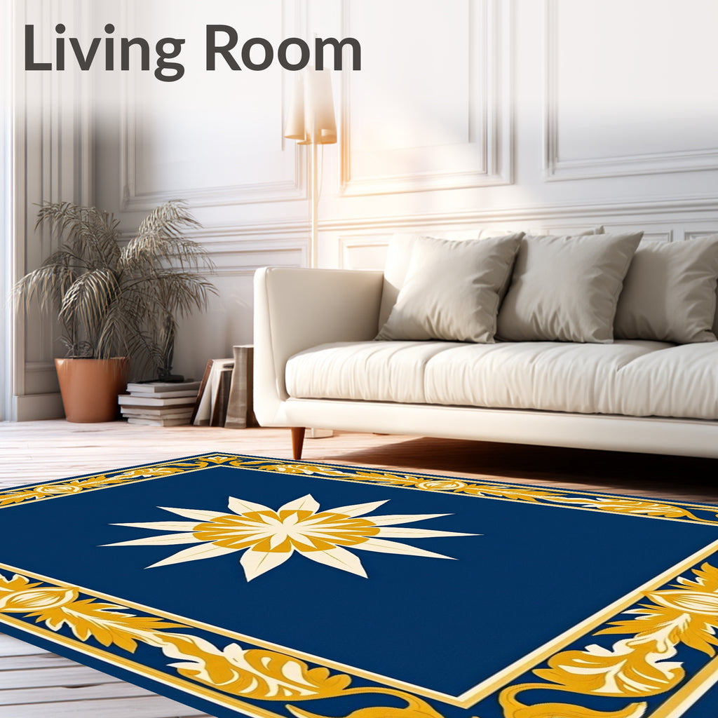 Ornate Floral Medallion Border Design Rug