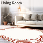 Ornate Red Floral Border Design Rug