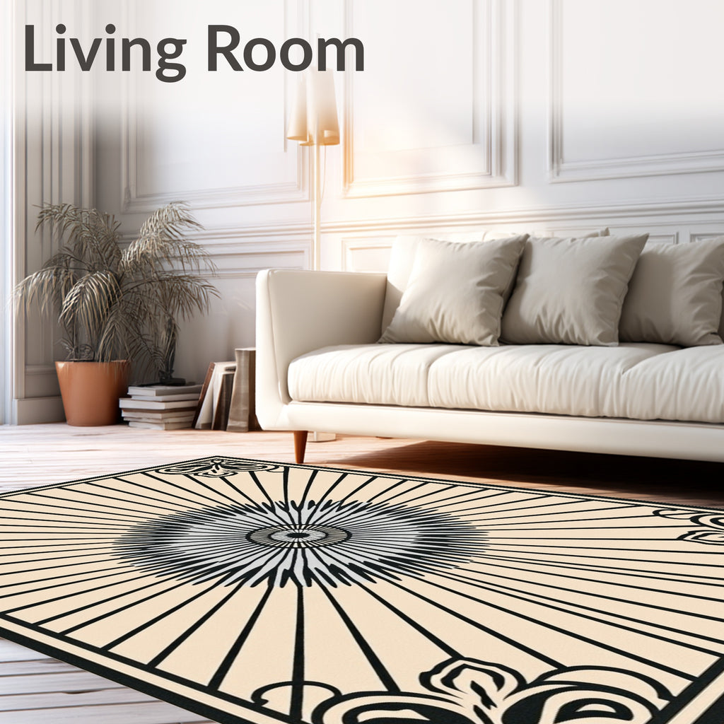 Sunburst Bloom Art Nouveau Design Rug