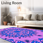 Bold Indigo Floral Mandala Design Rug