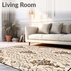 Brown Floral Woven Abstract Pattern Rug