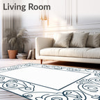 Elegant Abstract Scrollwork Border Design Rug