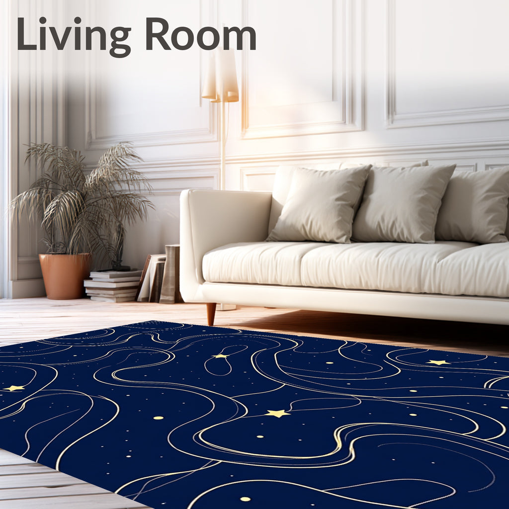 Celestial Swirl Abstract Starry Night Rug