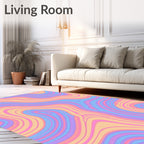 Vivid Pastel Swirl Marble Pattern Rug