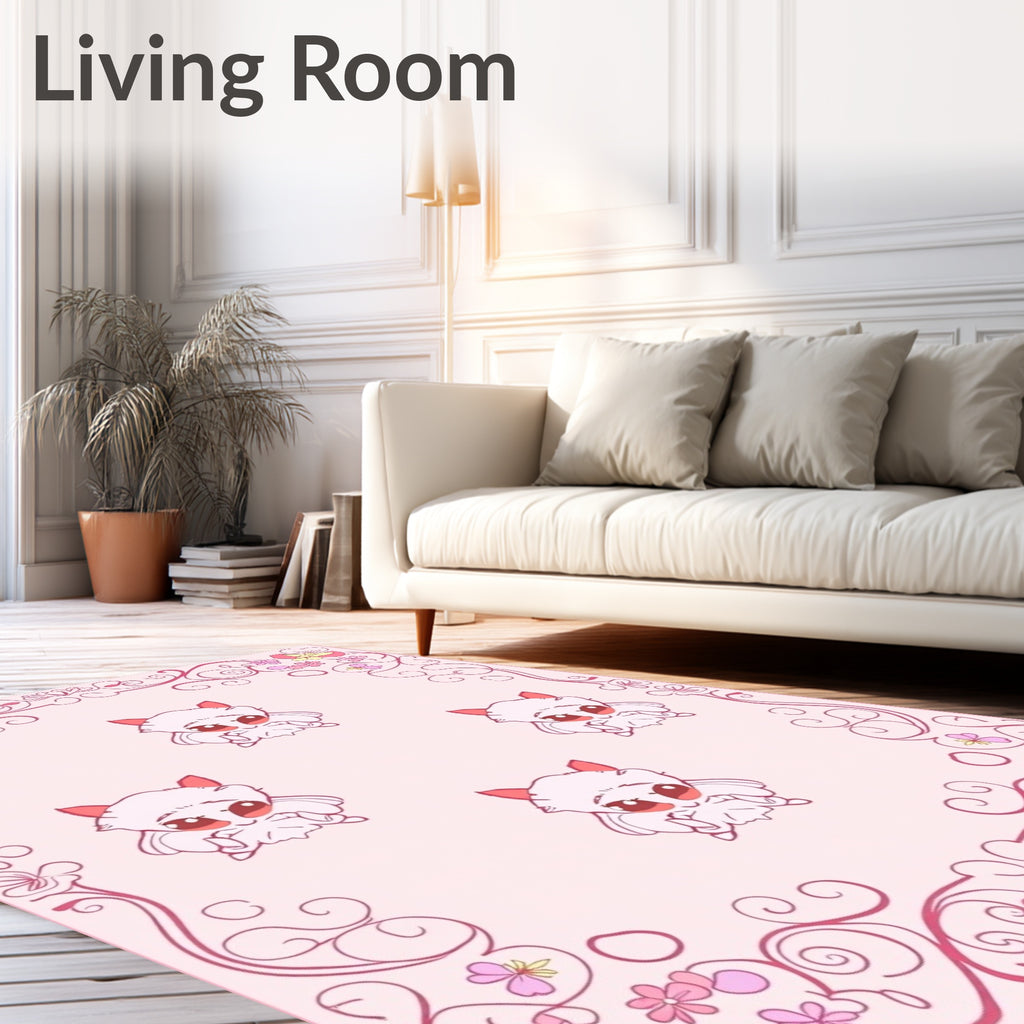 Cute Creature Floral Swirl Pattern Rug