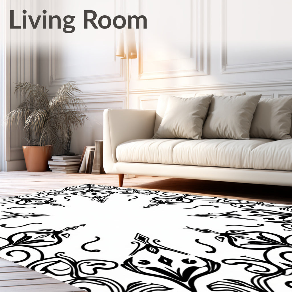 Ornate Floral Vine Mandala Pattern Rug