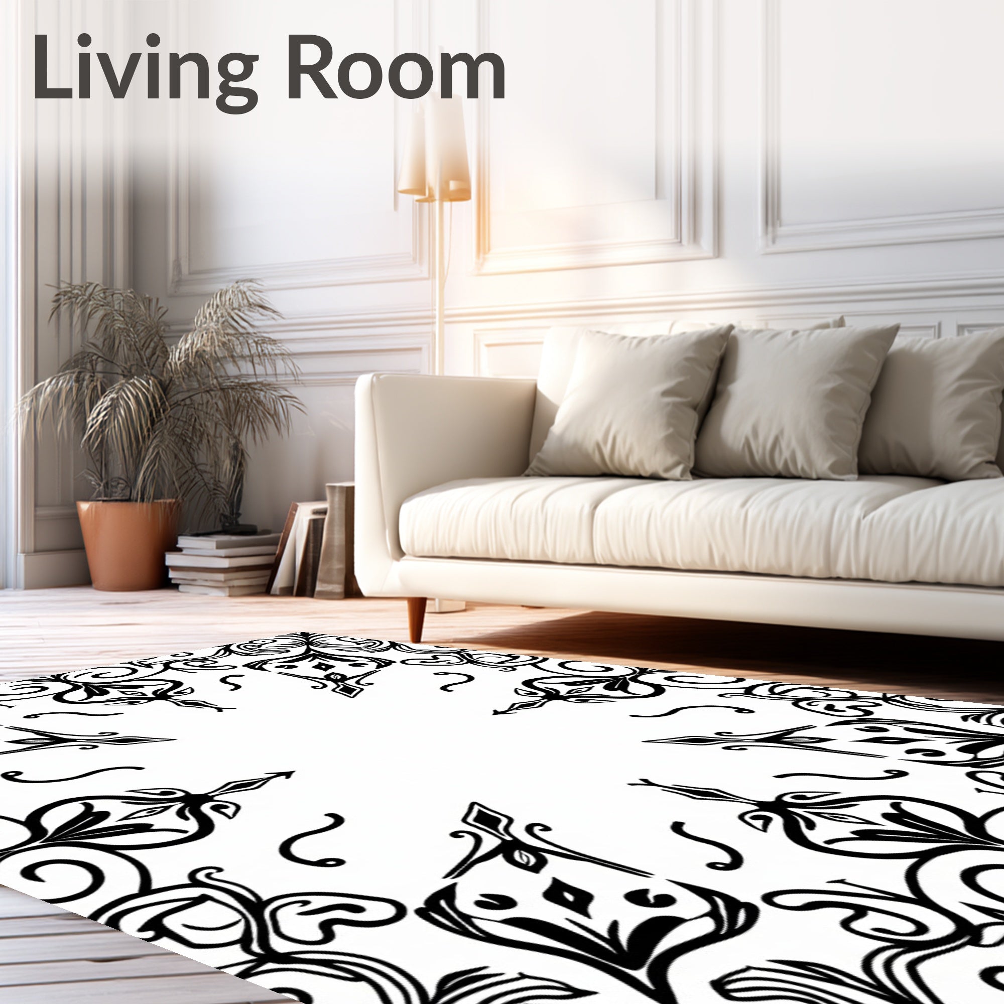 Ornate Floral Vine Mandala Pattern Rug