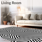 Stripe Geometric Maze Pattern Rug