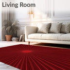 Deep Red Radial Burst Design Rug