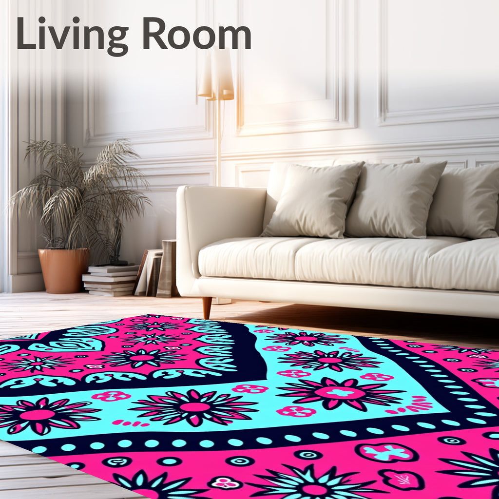 Bold Fuchsia Sky Floral Pattern Rug