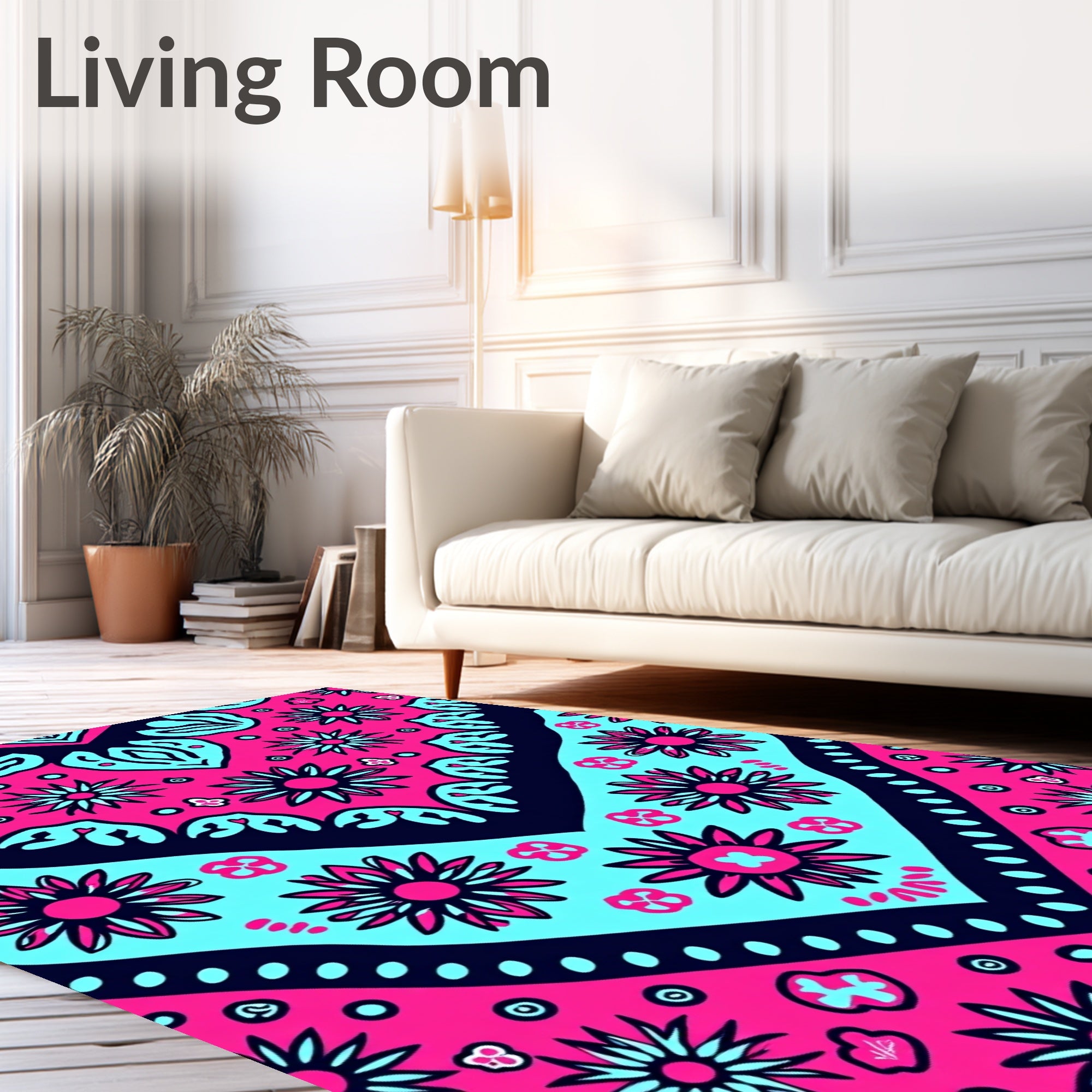Bold Fuchsia Sky Floral Pattern Rug
