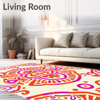 Vibrant Hot Pink Orange Abstract Pattern Rug