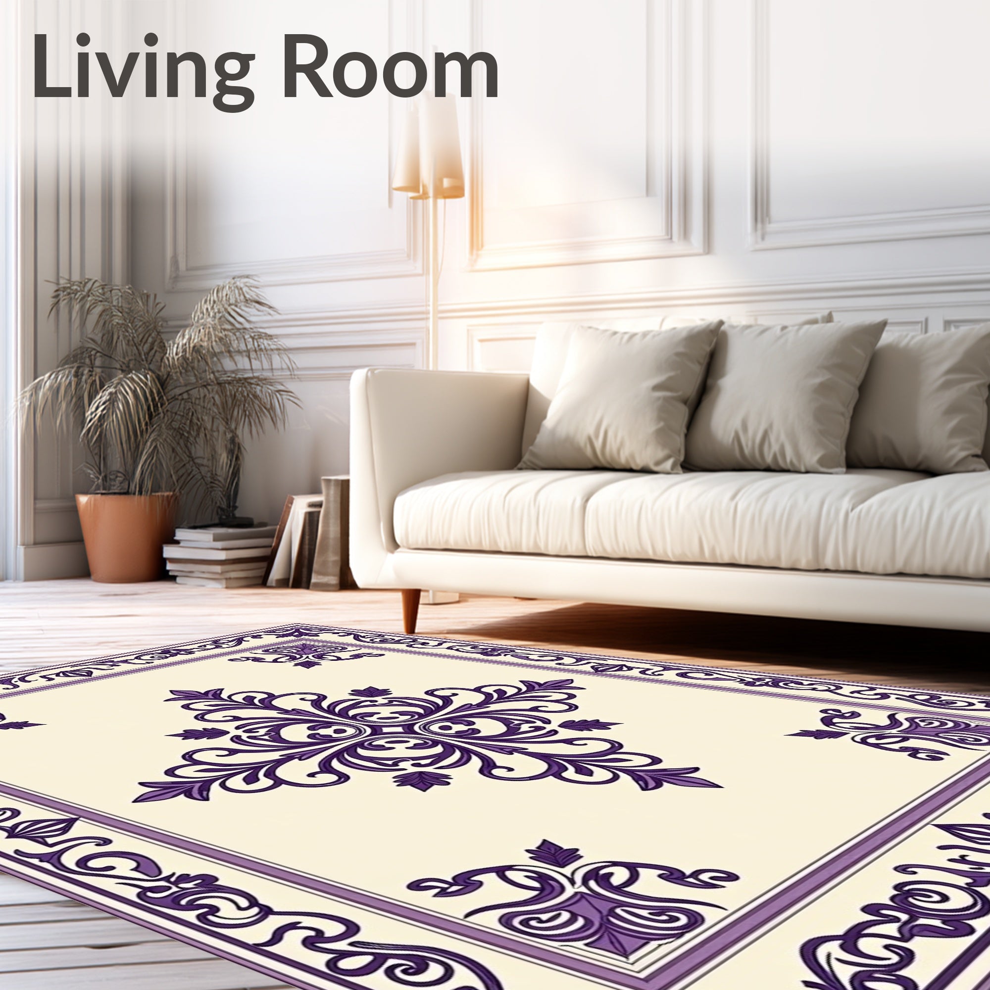 Elegant Floral Scroll Work Design Rug