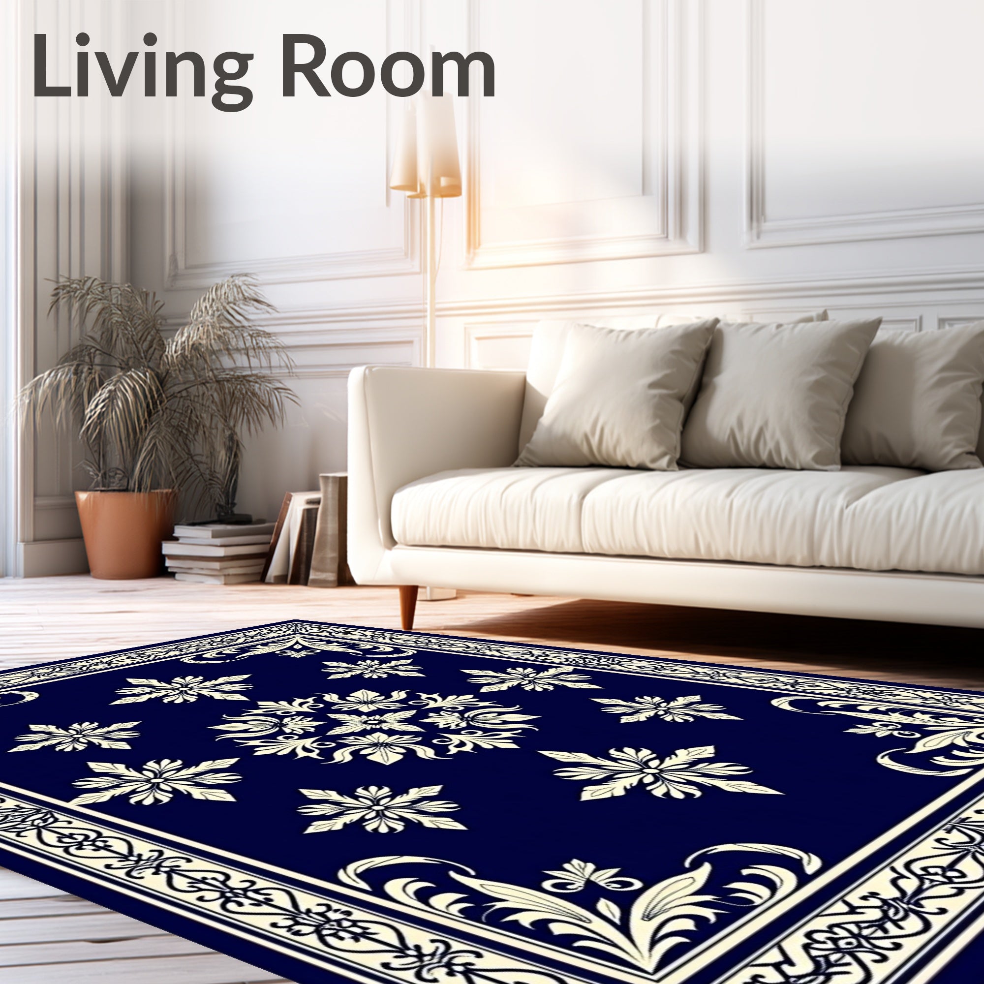 Ornate Floral Damask Pattern Rug