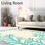 Turquoise Botanical Vines Pattern Rug