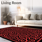 Bold Red Swirl Graphic Design Rug
