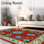 Terracotta Floral Swirl Motif Rug