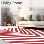 Bold Red White Chevron Pattern Rug