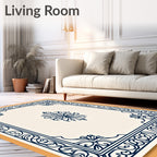Elegant Flourish Cream Navy Rug