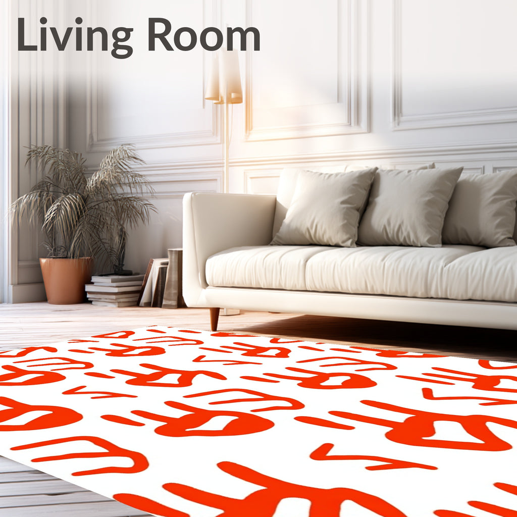 Bold Orange Abstract Doodle Pattern Rug