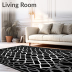 Monochrome Geometric Patterned Accent Rug