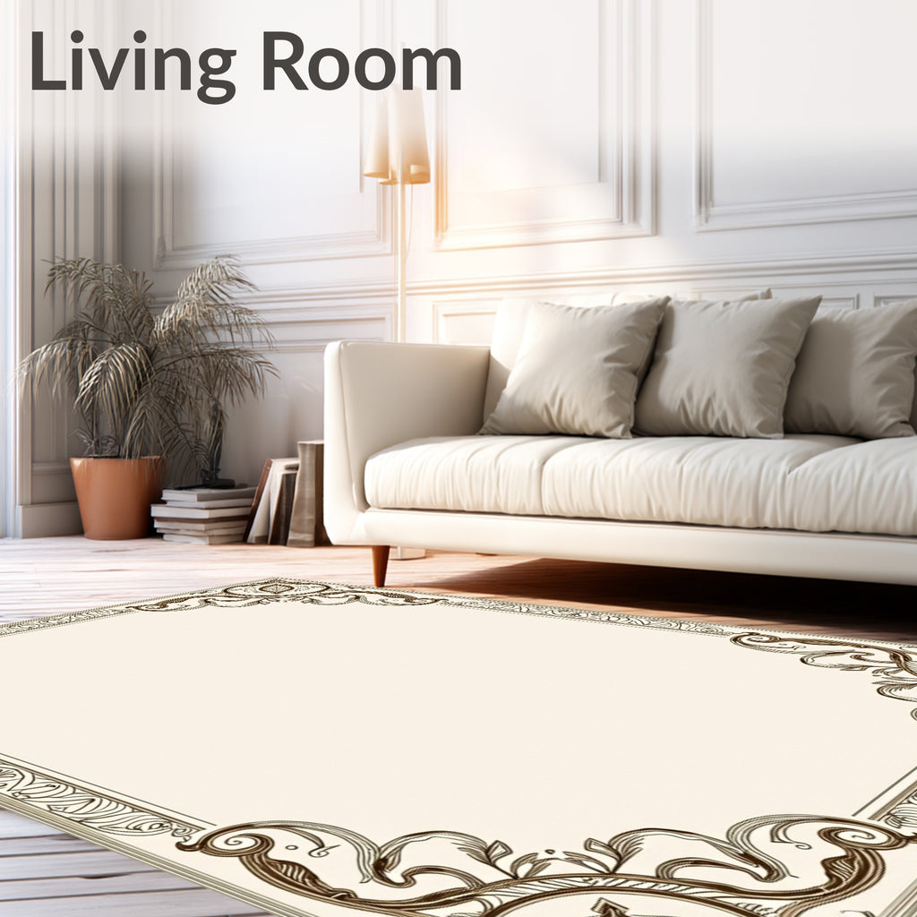 Ornate Floral Scrollwork Design Rug