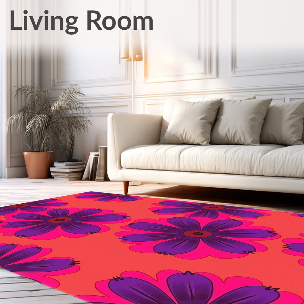 Bold Floral Petal Pattern Rug