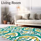 Teal Yellow Abstract Pattern Rug