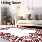 Ornate Floral Vine Border Design Rug