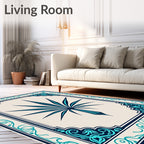 Turquoise Sunburst Geometric Decorative Rug