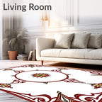 Maroon Gold Antique Medallion Design Rug