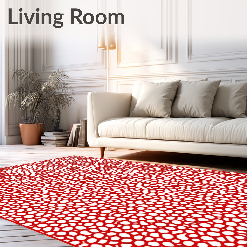 Bold Red Cell Pattern Texture Rug