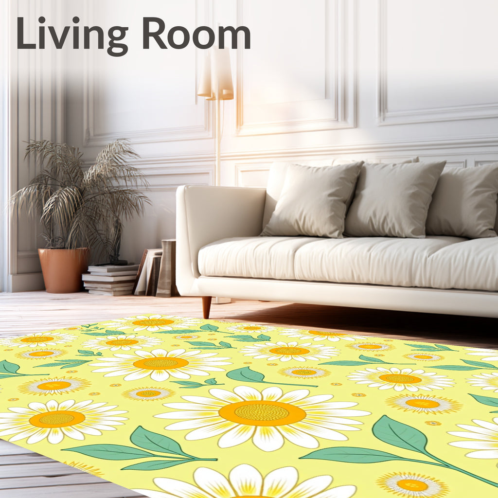 Yellow Daisy Meadow Pattern Rug