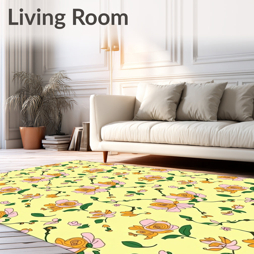 Whimsical Floral Vine Pattern Rug
