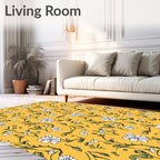 Yellow Floral Vines Pattern Rug