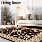 Ornate Floral Border With Centerpiece Rug